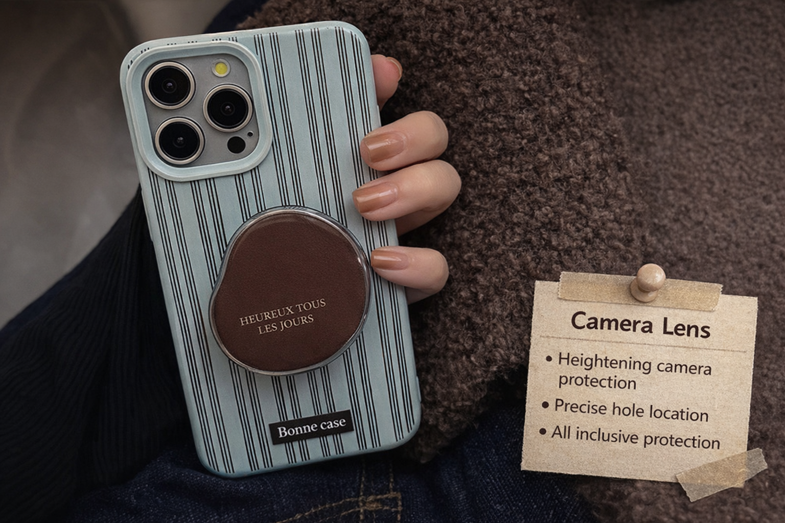 Pebble Grip Phone Case with popsocket