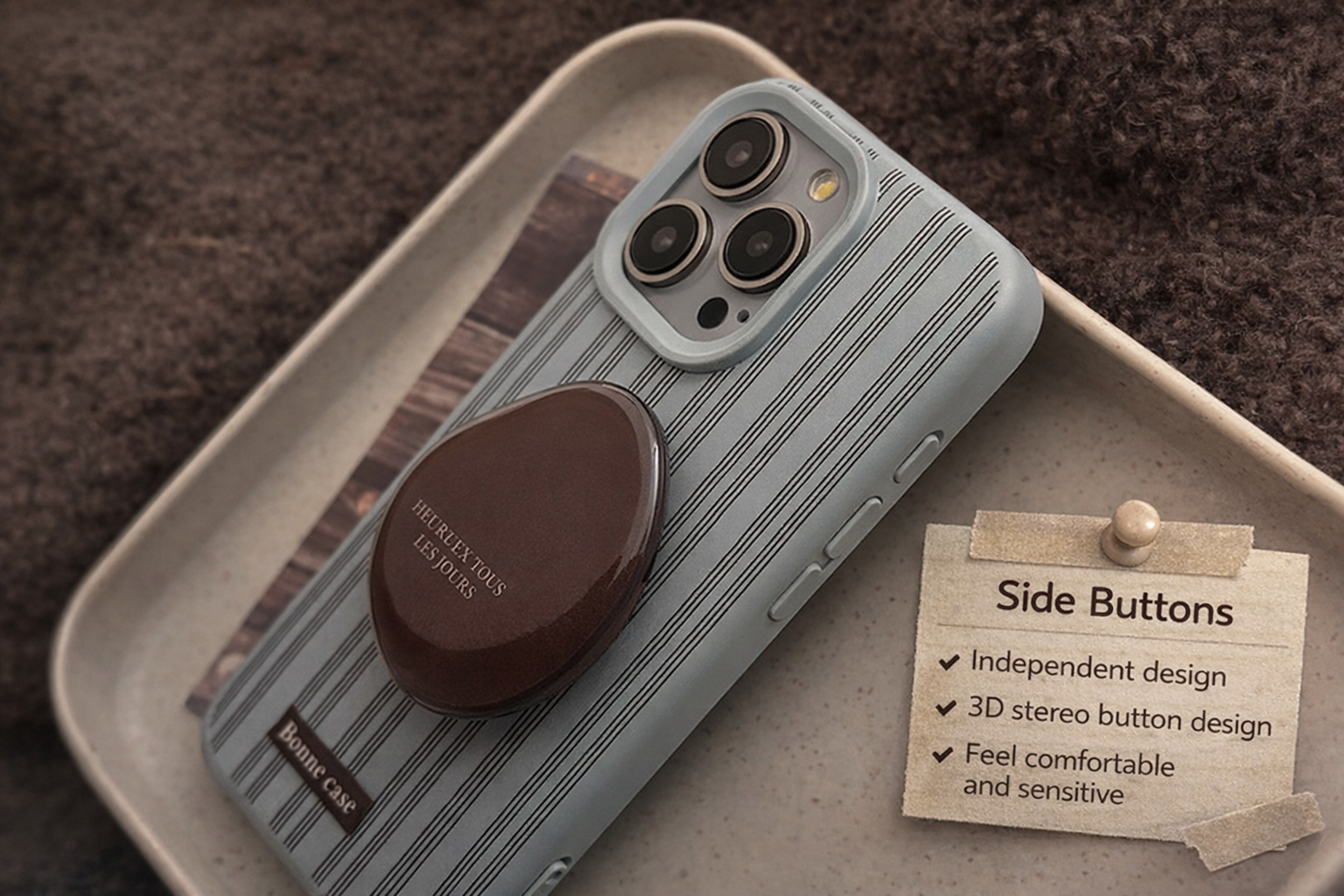 Pebble Grip Phone Case with popsocket